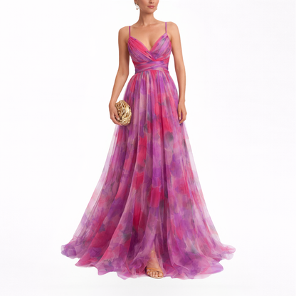 Giselle | Vestido Maxi Floral en Chifón con Tirantes