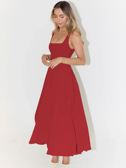 Abito | Vestido Midi con Escote Cuadrado y Falda Evasé