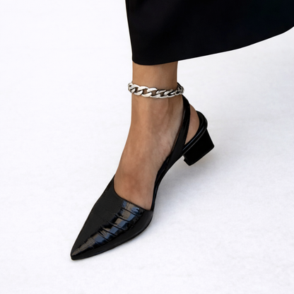 Lynn | Zapato Slingback de Tacón Bajo con Textura Croco