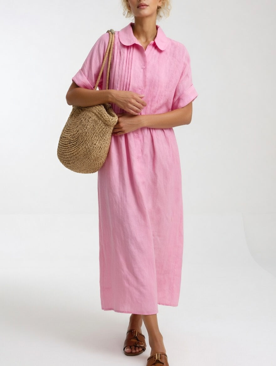 Clara | Vestido Midi de Algodón 100% con Plisado