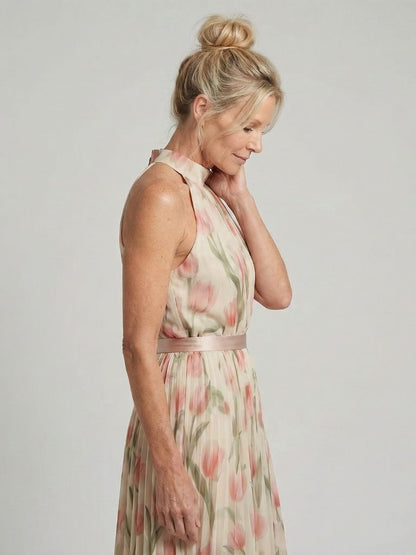 Aurelle | Vestido Midi Halter con Estampado Floral