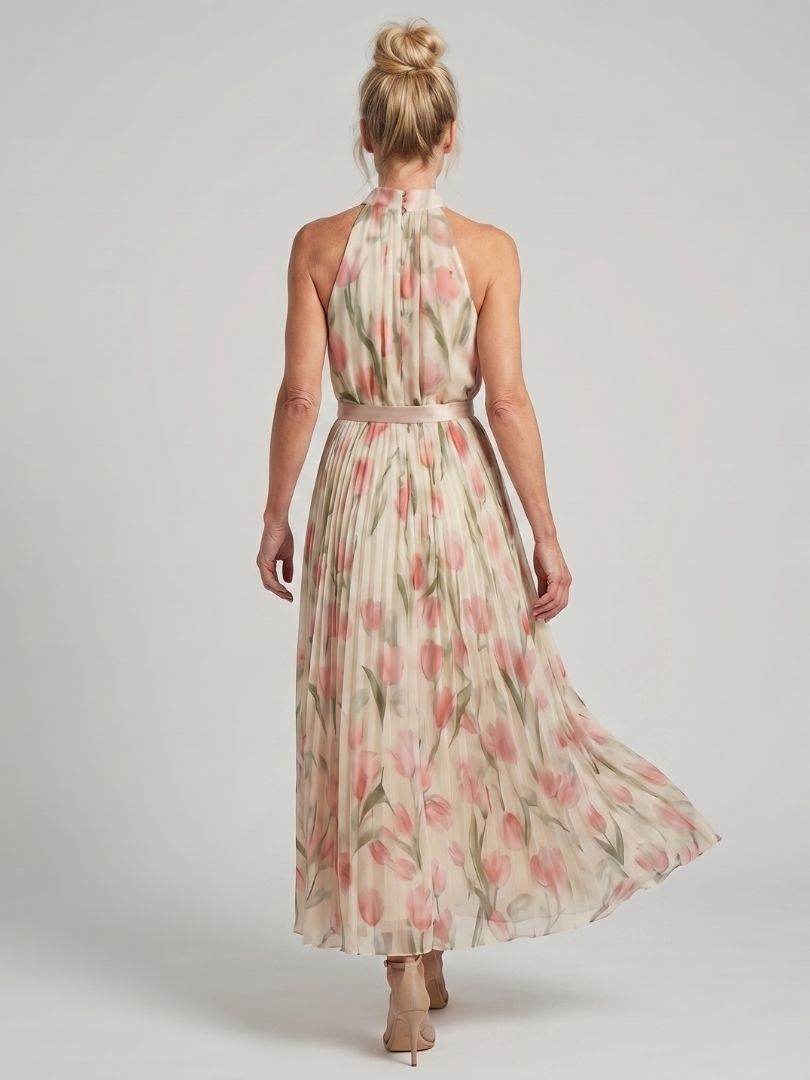 Aurelle | Vestido Midi Halter con Estampado Floral