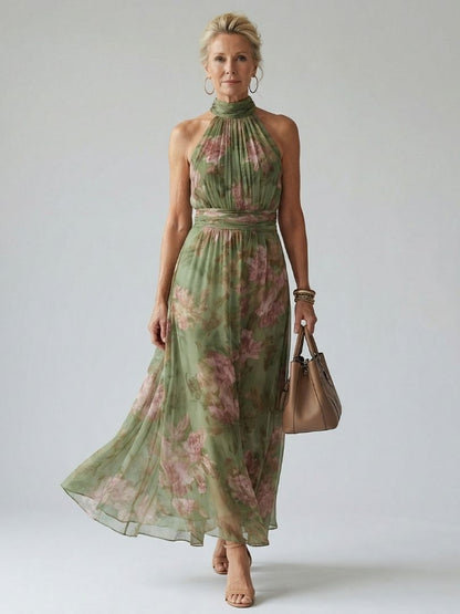 Mirelle | Vestido Midi Halter Plisado