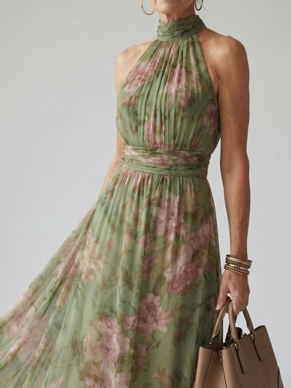 Mirelle | Vestido Midi Halter Plisado