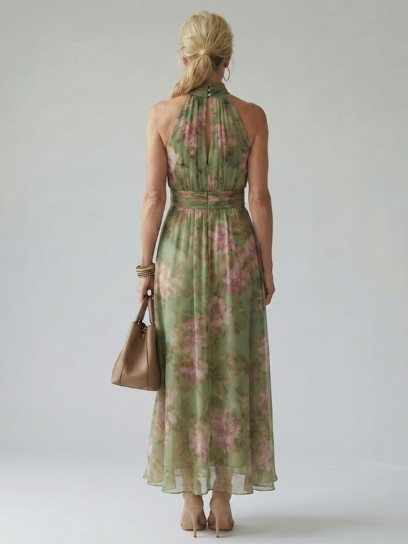 Mirelle | Vestido Midi Halter Plisado