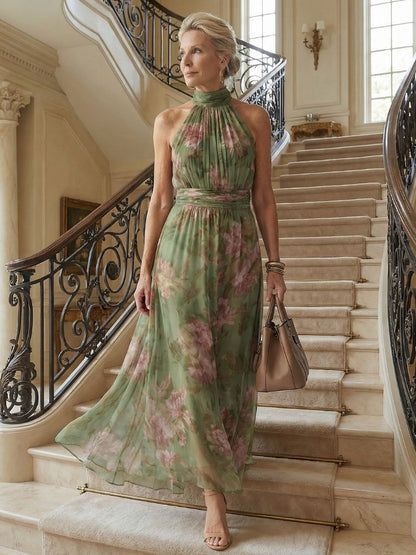 Mirelle | Vestido Midi Halter Plisado