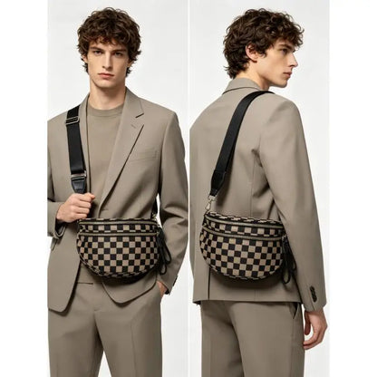 Zwart-wit geruite ruime heuptas Crossbodytassen voor dames Heren Mode Reisbenodigdheden Mama Tas Luiertas