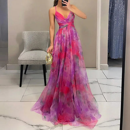 Giselle | Vestido Maxi Floral en Chifón con Tirantes