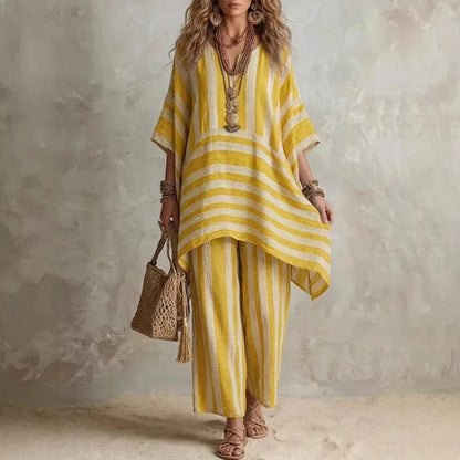 Brisa | Dos Piezas de Lino a Rayas con Top Oversize