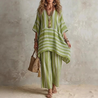 Brisa | Dos Piezas de Lino a Rayas con Top Oversize