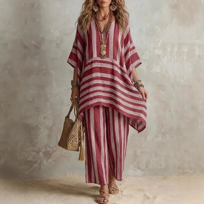Brisa | Dos Piezas de Lino a Rayas con Top Oversize