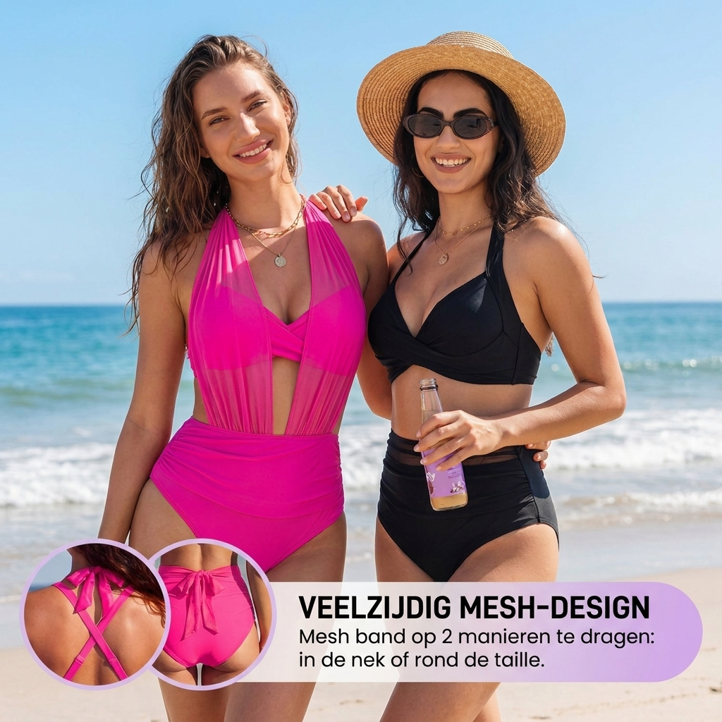 Sabina | Bañador Entero con Escote Halter y Efecto Reductor