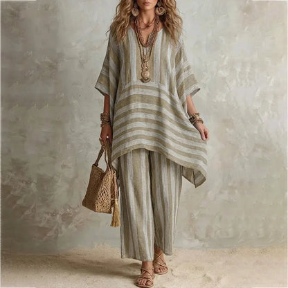 Brisa | Dos Piezas de Lino a Rayas con Top Oversize