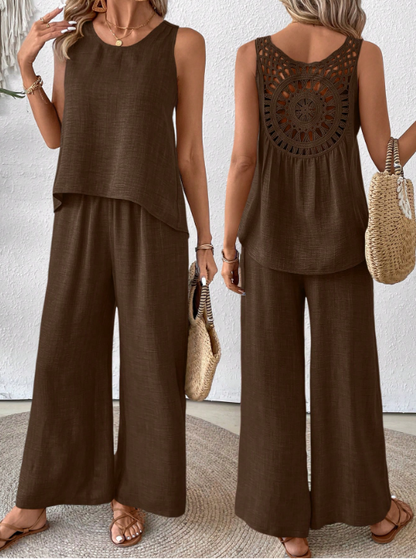 Verbena | Conjunto de Top y Pantalón de Pierna Ancha