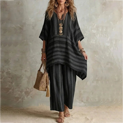 Brisa | Dos Piezas de Lino a Rayas con Top Oversize