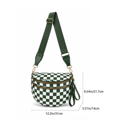 Zwart-wit geruite ruime heuptas Crossbodytassen voor dames Heren Mode Reisbenodigdheden Mama Tas Luiertas