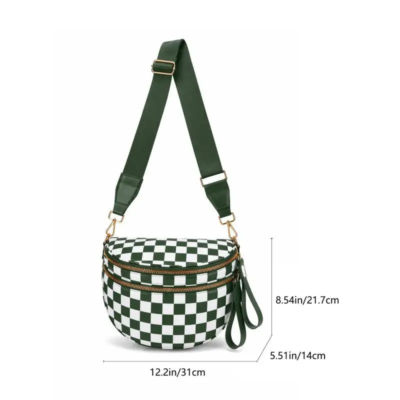 Zwart-wit geruite ruime heuptas Crossbodytassen voor dames Heren Mode Reisbenodigdheden Mama Tas Luiertas