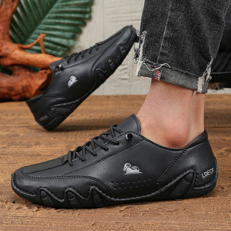 Klassieke loafers Trendy duurzaam kunstleer Waterdichte antislip vrijetijdsschoenen voor buiten wandelen Motorlaarzen voor heren