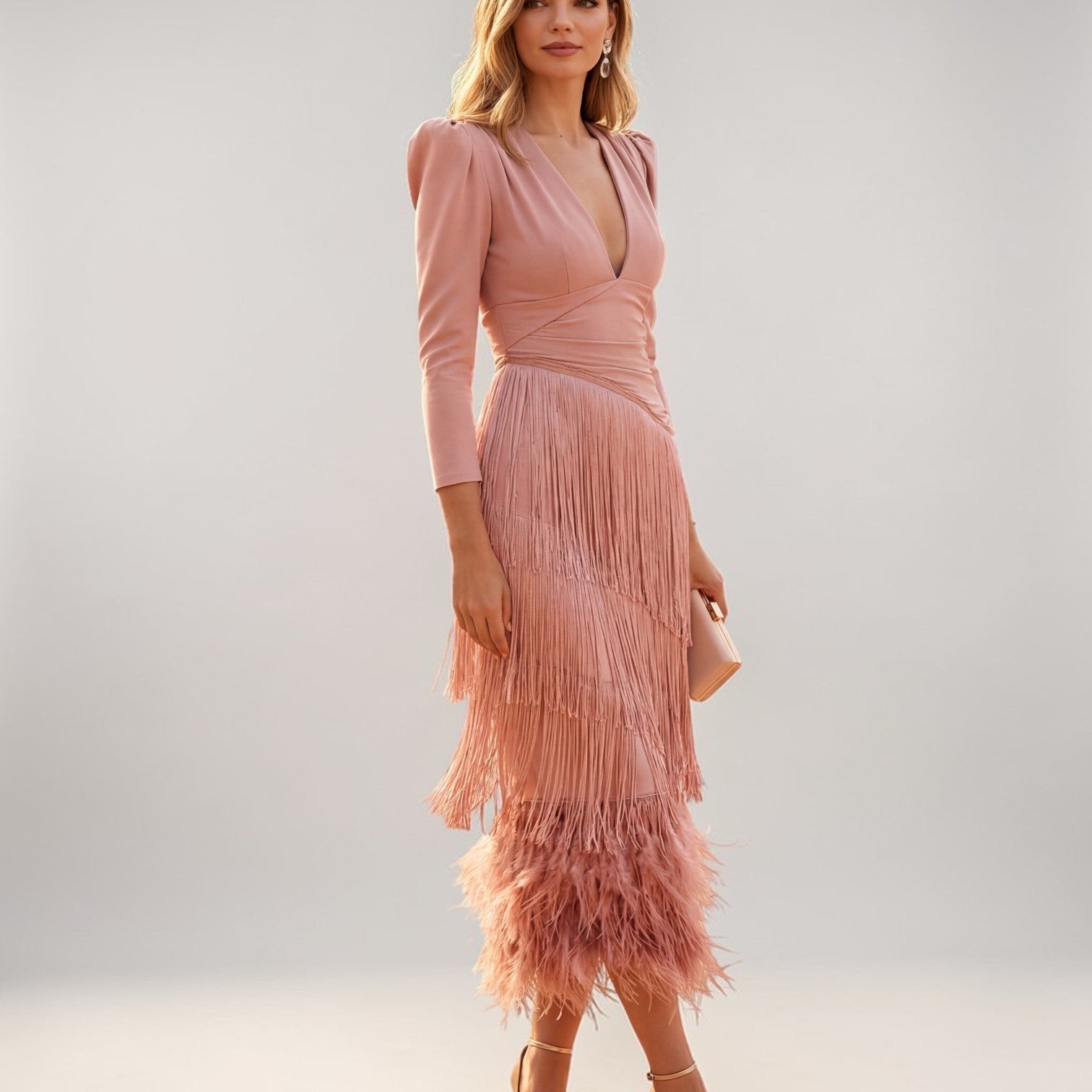 Sofía | Vestido Midi con Flecos en Degradé