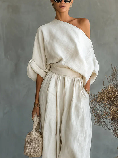 Mila | Top de Hombros Descubiertos y Pantalón Entallado