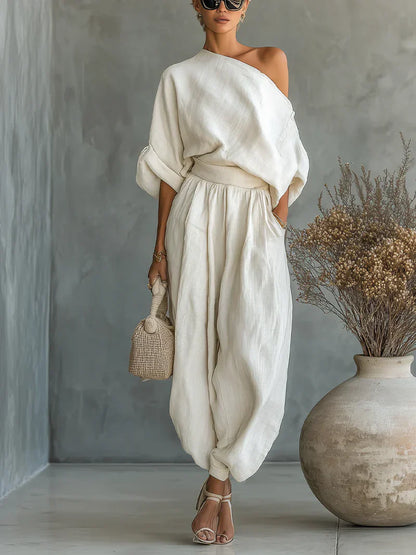 Mila | Top de Hombros Descubiertos y Pantalón Entallado