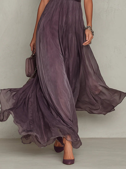 Ashley | Vestido Maxi en Chifón con Detalle de Encaje