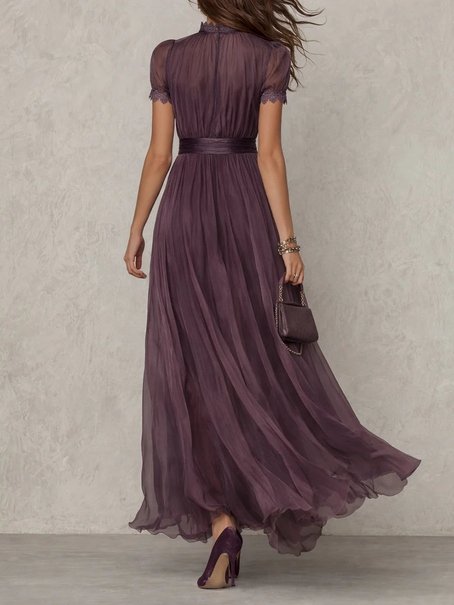 Ashley | Vestido Maxi en Chifón con Detalle de Encaje