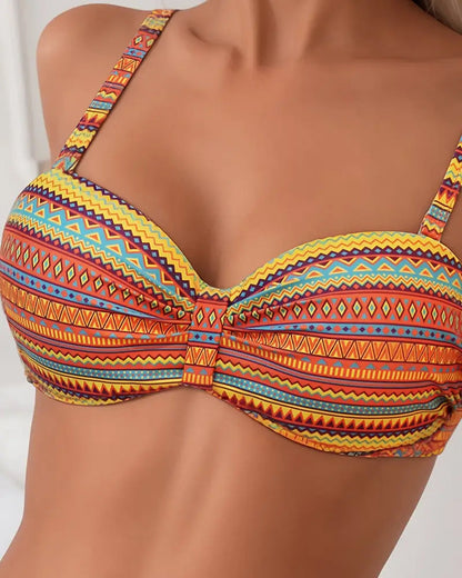 Zafra | Bikini Bandeau con Estampado Étnico Cálido