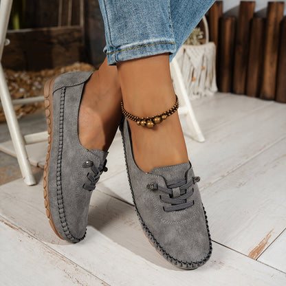 Vera | Mocasín de Ante para Mujer con Cordón Elástico y Costuras Artesanales