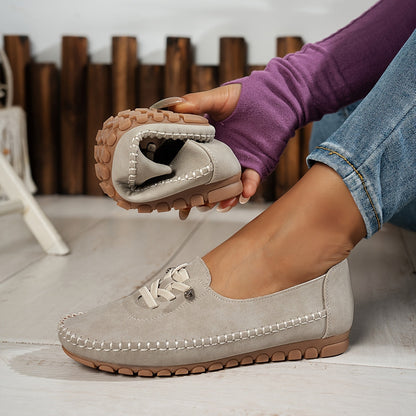 Vera | Mocasín de Ante para Mujer con Cordón Elástico y Costuras Artesanales