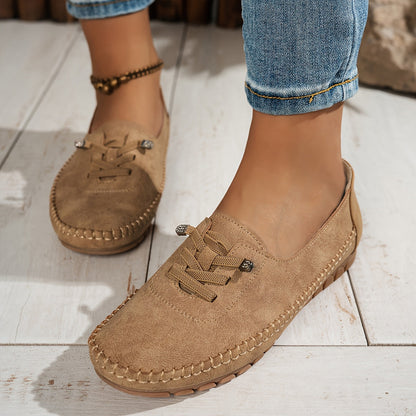 Vera | Mocasín de Ante para Mujer con Cordón Elástico y Costuras Artesanales