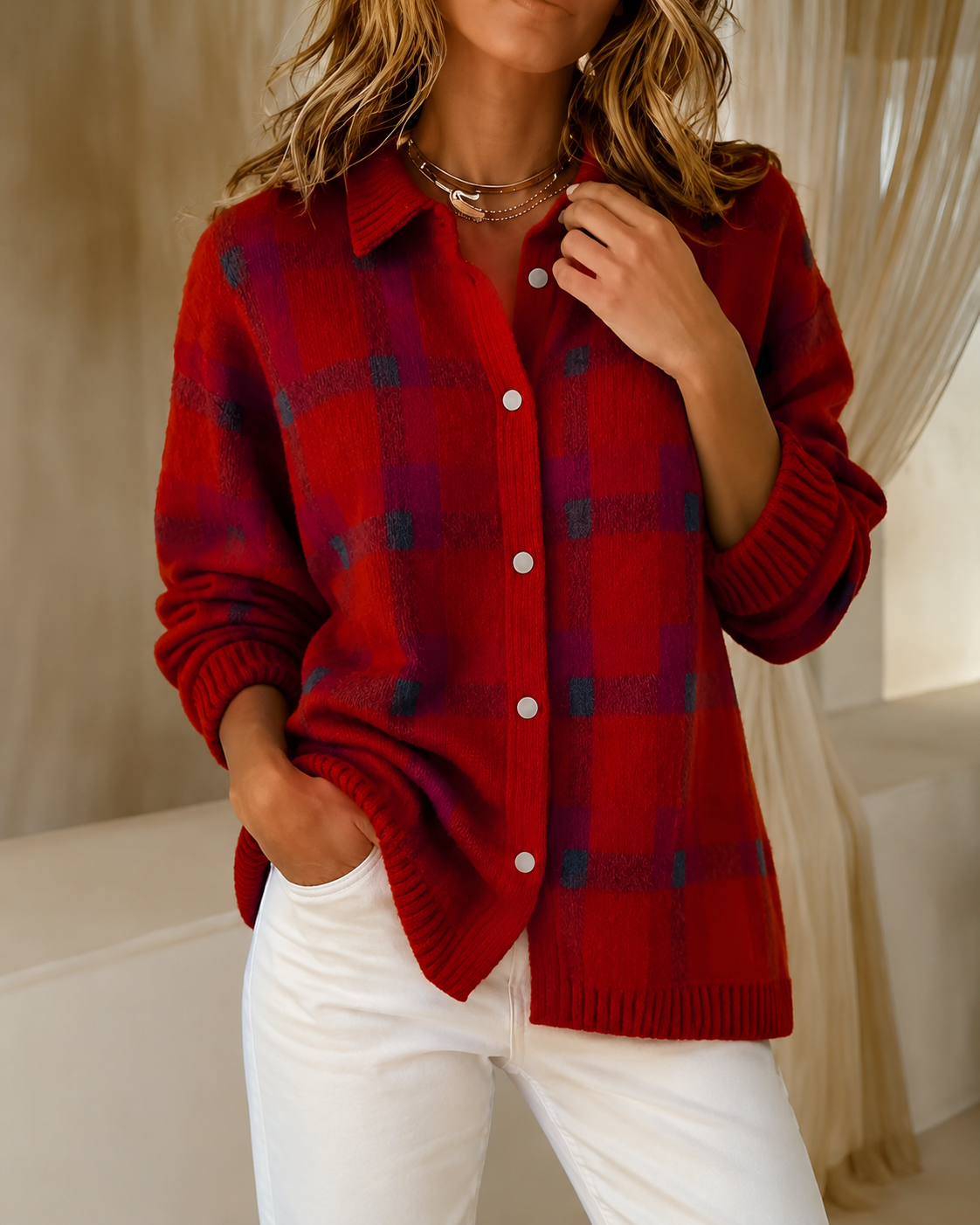 Livia | Sobrecamisa de Cuadros con Botones