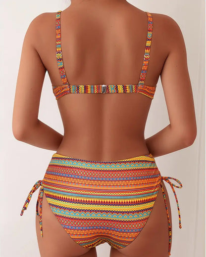 Zafra | Bikini Bandeau con Estampado Étnico Cálido