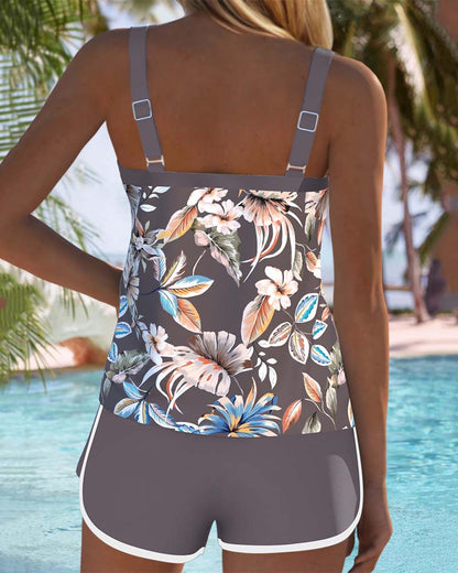 Flora | Tankini Floral con Short Liso