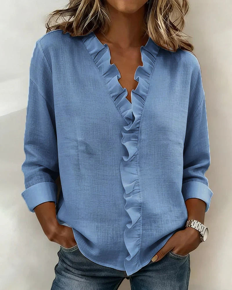 Indie | Blusa de mujer con volantes y cuello en V