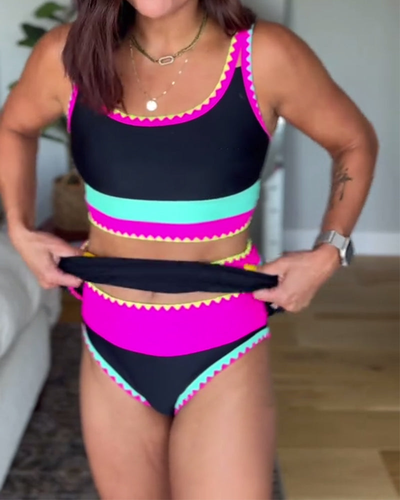 Rumba | Tankini de Rayas de Color con Falda