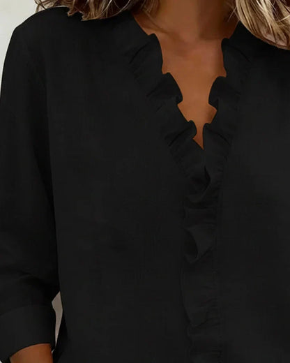 Indie | Blusa de mujer con volantes y cuello en V