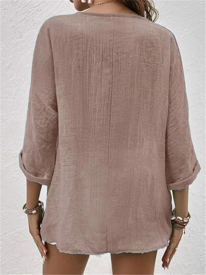 Fayo | Blusa Holgada con Escote en V y Botones