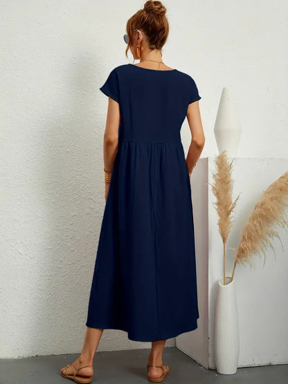 Olive | Vestido largo de mujer con corte imperio y bolsillos laterales