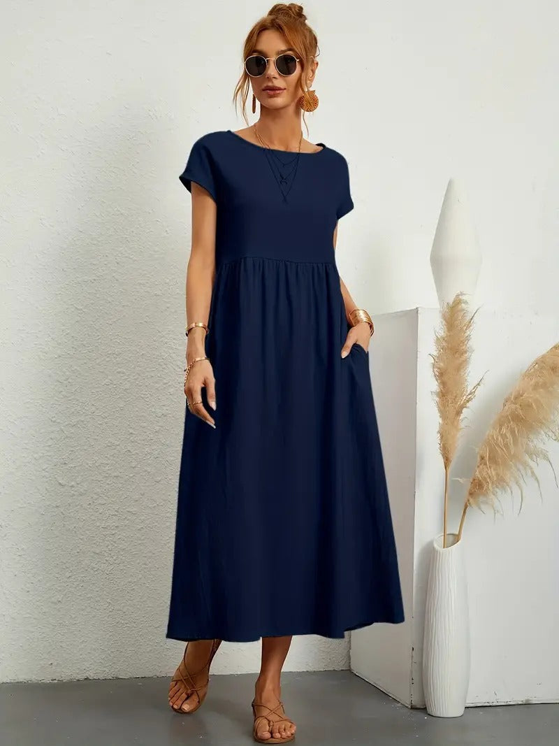 Olive | Vestido largo de mujer con corte imperio y bolsillos laterales