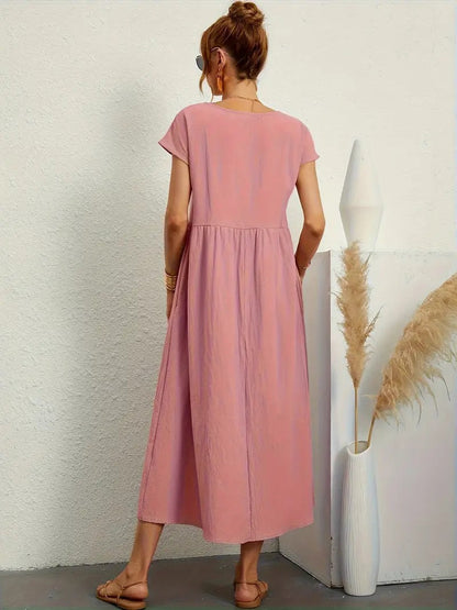 Olive | Vestido largo de mujer con corte imperio y bolsillos laterales