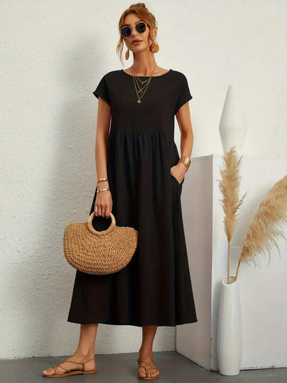 Olive | Vestido largo de mujer con corte imperio y bolsillos laterales