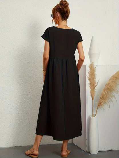 Olive | Vestido largo de mujer con corte imperio y bolsillos laterales