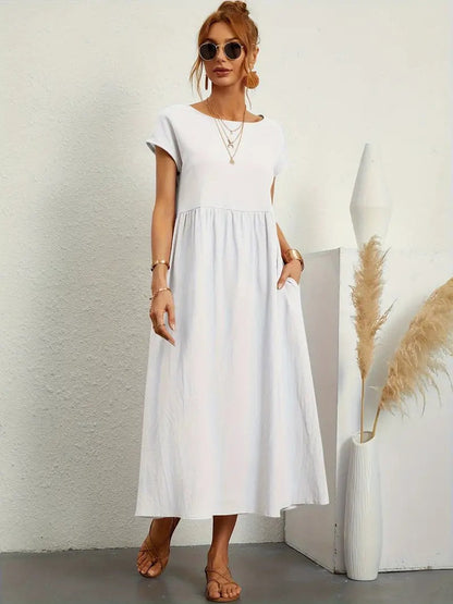 Olive | Vestido largo de mujer con corte imperio y bolsillos laterales