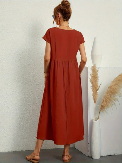 Olive | Vestido largo de mujer con corte imperio y bolsillos laterales