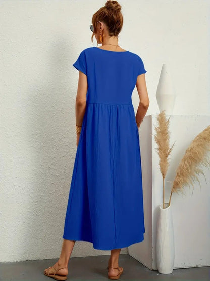 Olive | Vestido largo de mujer con corte imperio y bolsillos laterales
