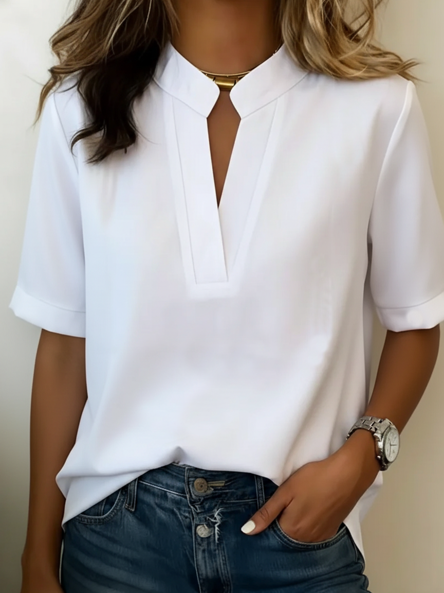 Elena | Blusa Elegante con Cuello Alto y Escote en V