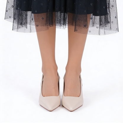 Nadia | Salón Slingback de Tacón Escultural con Puntera Fina en Nude
