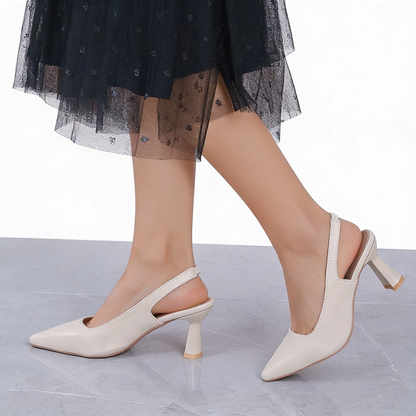 Nadia | Salón Slingback de Tacón Escultural con Puntera Fina en Nude