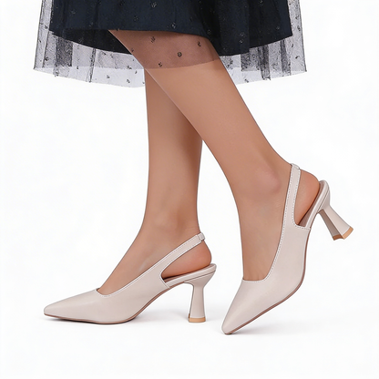 Nadia | Salón Slingback de Tacón Escultural con Puntera Fina en Nude